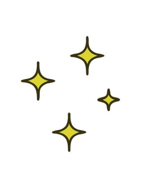 Bazı parlak ve parıldayan yıldızların çizgi film sembollerinin renk animasyonu