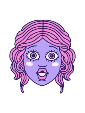 Kadın yüzünün ikonik dövme şeklindeki titreşimli animasyonu