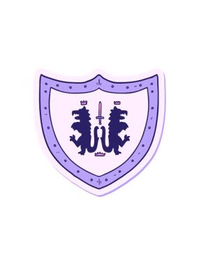 Dikkat çekici bir karikatür Heraldik kalkanı çıkartması.