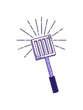 Geleneksel dövme stili mutfak spatulasının ışık efekti animasyonu