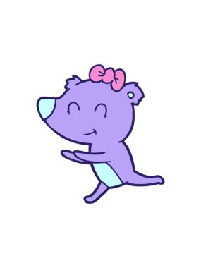 Parlak neon karikatürde kutup ayısının dönen hareketi