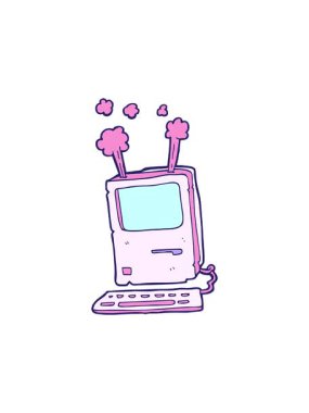 Eski bir bilgisayarın karikatürünü döndürme hareketi