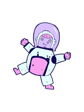 Astronot çizgi filminin neon ışık efekti animasyonu