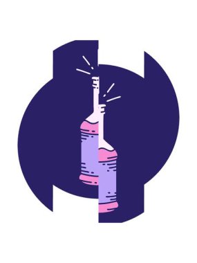 Dövme stili bira şişesi ikonunun bölünmüş hareket animasyonu