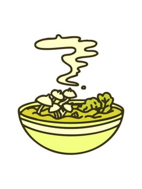 Japon kâsesinde marine edilmiş sıcak mantarların renk değişimi.