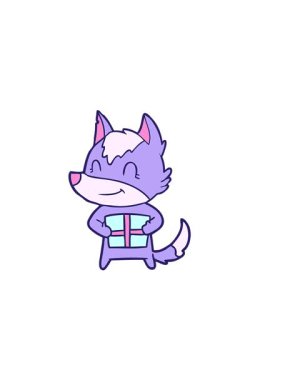 Dost canlısı bir kurt çizgi filminin yatay titreşimli animasyonu