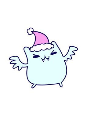 Kawaii yarasasının el çiziminin neon ışık efekti animasyonu