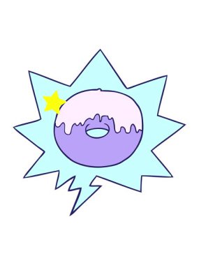 Parıldayan yıldızlar, çizgi film donutunun konuşma baloncuğu ile canlandırılmasını etkiler.