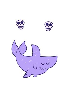 karikatür köpekbalığı çiziminin kafatası animasyonu