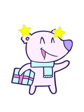 dönen yıldızlar, gülen noel ayısı çizgi filminin animasyonu.