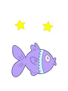 dönen yıldız çizgi film Japon balığının animasyonu