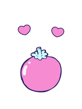 dönen kalp çizgi film domates çizimi