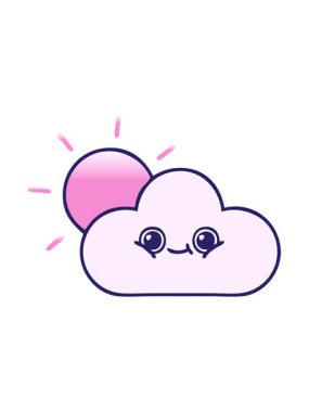 Bir güneş ve bulutun gölgeli çizgi filminin ışık yansıması