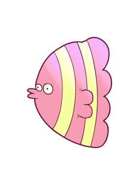 karikatür egzotik balığın parlak renkli animasyonunu renklendir