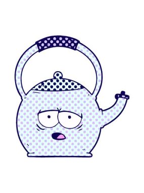 Çizgi film çaydanlığının neon ışık efekti animasyonu