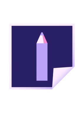 Mor renkli kalem grafik vektör illüstrasyon kare etiketinin hareketli canlandırması