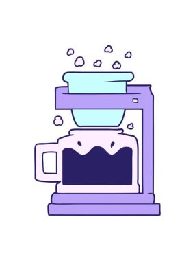 Çizgi film filtresi kahve makinesinin hareketli animasyonu