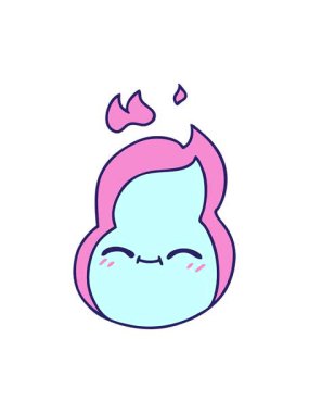 tatlı kawaii ateş alevinin serbest çizim çizgi filminin animasyonunu durdurup duraklat