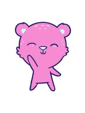 Mutlu bir çizgi film ayısının titreşimli hareketi.