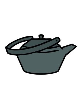 Geleneksel Japon çay demliği dizaynının hareketli animasyonu