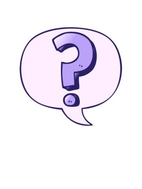 Çizgi film soru işaretinin yükselmesi ve yüzdürülmesi konuşma baloncuğu ile pürüzsüz gradyan biçiminde