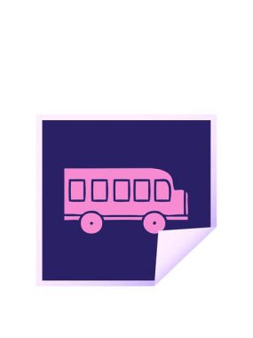 Bir okul otobüsünün kare soyma çıkartma karikatürünün animasyonunu genişletiyor