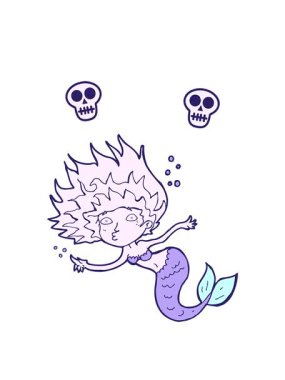 Çizgi film deniz kızı çizimlerinin kafatası animasyonları