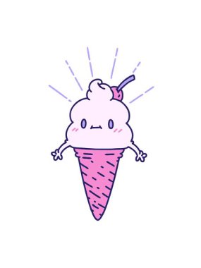 Geleneksel dövme stili dondurma karakterinin titreşimli animasyonu