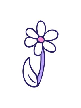 karikatür karalamalarının hareketli animasyonu tek bir çiçek