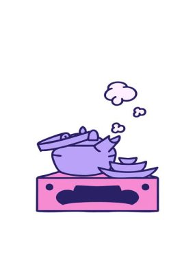 Yeni demlenmiş Japon çay takımının hareketli animasyonu.