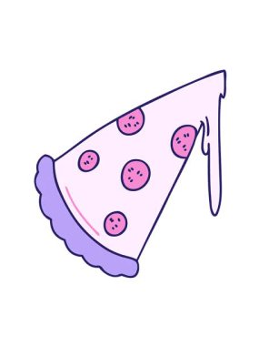 El hareketlerinin titreşimli animasyonu çizilmiş tuhaf bir pizza dilimi.