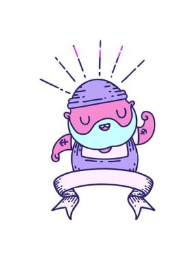 Dövmeli, sakallı, pazılarını esneten bir tomarın animasyonunu çalıştır.