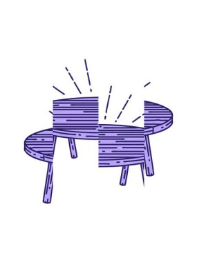 Geleneksel dövme stili ahşap masanın canlandırmasının bölünen hareketi