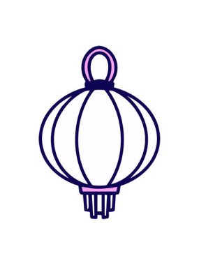 Geleneksel Japon zanaat tarzında asılı duran bir lambanın neon ışık efekti