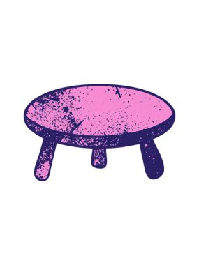 Tahta bir tabureye çizilmiş el çizimi çizgi film karalamaları.