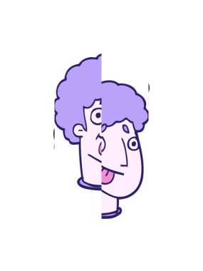 Karikatür karikatür erkek yüzünün bölünen hareketi