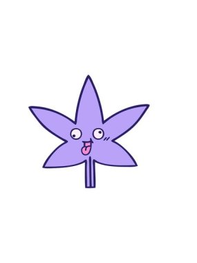 Marihuana yaprağının tatlı çizgi filminin yatay titreşimli animasyonu