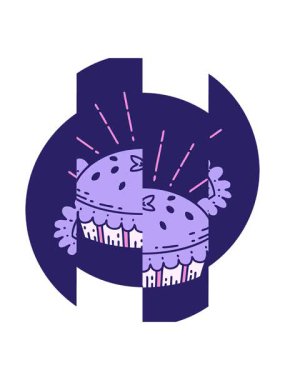 Dövme stili bir ikonun bölünen hareket animasyonu inanılmaz bir turta.