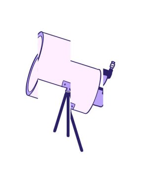 splitting motion animation of cartoon big telescope