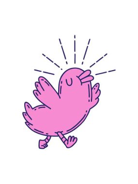 Geleneksel dövme stili mutlu kuşun canlandırma efektlerini pikselleştir