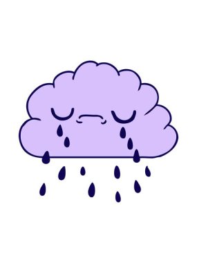 Sevimli ağlayan bulut çizgi filminin neon ışık efekti