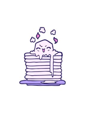 Elle çizilmiş çizgi film tereyağı kreplerin üzerinde eriyor.