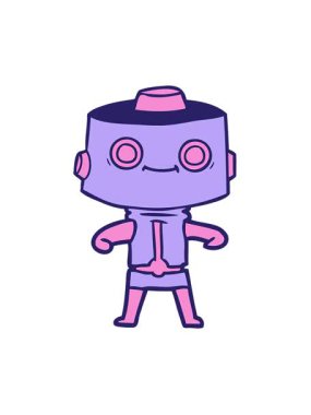 Çizgi film cyborgunun hareketli animasyonunu oynat