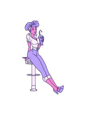 Dövmenin animasyonunu geleneksel tarzda milkshake içen bir kız gibi salla ve durdur.