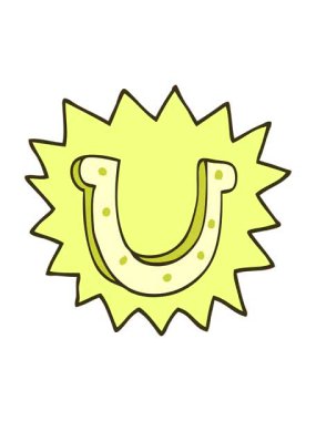 Çizgi film karalamalarının renk değişimi çılgın şanslı at nalı sembolü