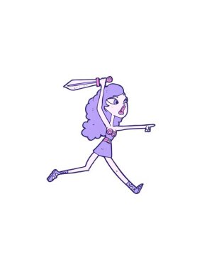 Yıldız patlaması etkisi çizgi filmdeki kılıçlı viking kızı canlandırıyor.