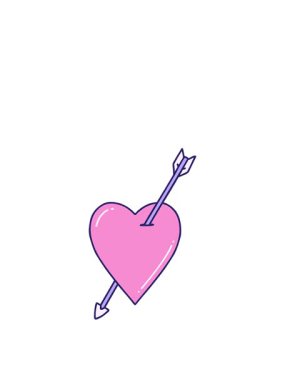 Bir okun ve kalbin ikonik dövme şeklindeki hareketli animasyonu