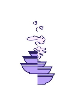 Japon buharlı yemek kaselerinin hareketli animasyonları.