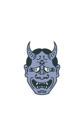 Japon tiyatro kabuki şeytan maskesinin hareketli animasyonu