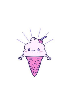 Geleneksel dövme tarzı dondurma karakterinin hareketli animasyonu